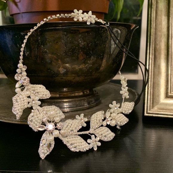 Blue Crystal Bridal Accessories Accessories - Pearls and Crystals Wedding Headband